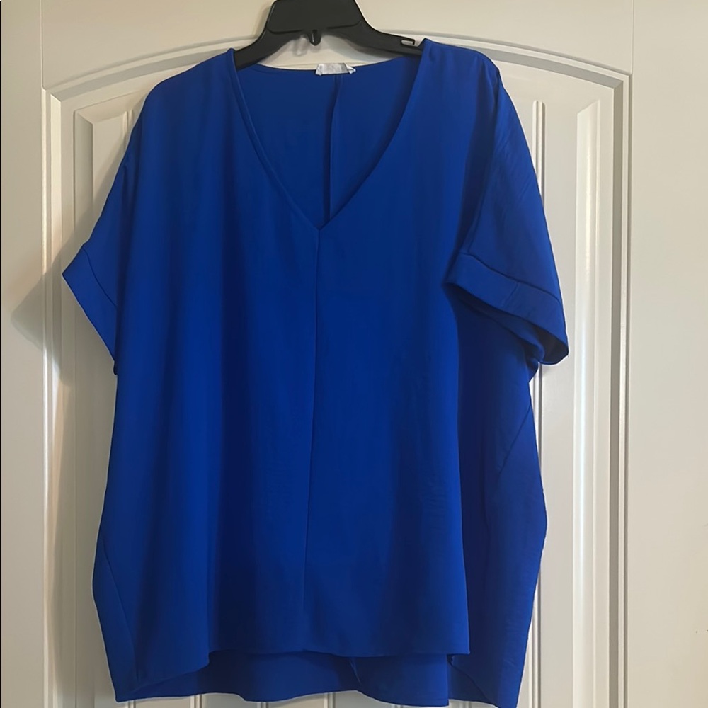 Blue flowy v neck Blouse